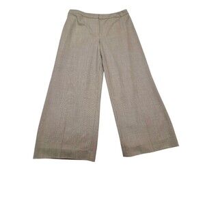 Lafayette 148 Wide Leg Pants Brown Herringbone Wool Blend Women's 12 A7.1